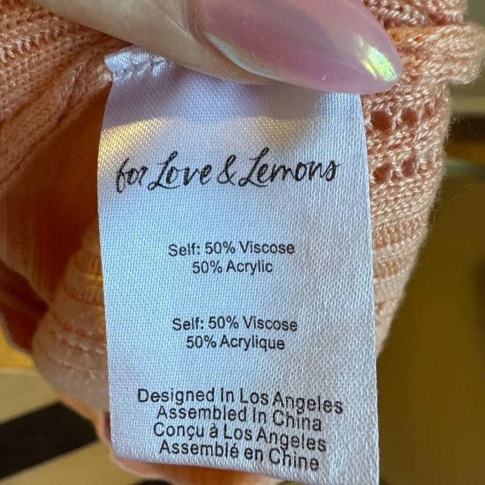 FOR LOVE AND LEMONS Phoebe Pointelle Polo Sweater Sherbert Size Small VGUC - Picture 6 of 7
